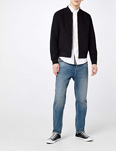 Marca Amazon - find. Cotton Canvas Chaqueta bomber para Hombre, Negro, S, Label: S