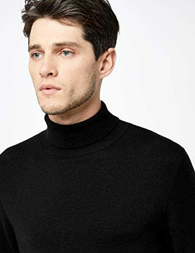 Marca Amazon - find. Roll Neck - Suéter Hombre, Negro (Black Black), XXL, Label: XXL