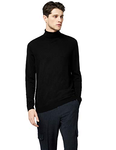 Marca Amazon - find. Roll Neck - Suéter Hombre, Negro (Black Black), XXL, Label: XXL