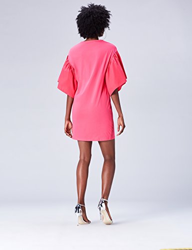 Marca Amazon - find. Vestido con Volantes en la Manga para Mujer, Rosa, 40, Label: M