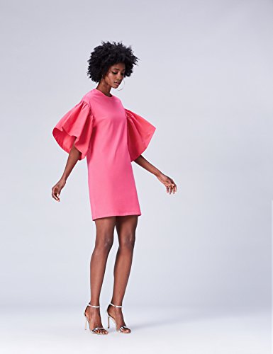 Marca Amazon - find. Vestido con Volantes en la Manga para Mujer, Rosa, 40, Label: M