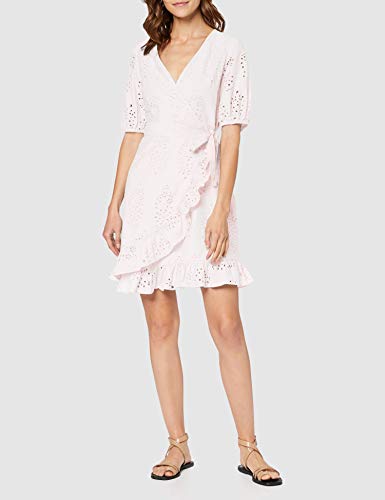 Marca Amazon - find. Vestido Corto Cruzado de Algodón Mujer, Rosa (Soft Shell Pink), 38, Label: S