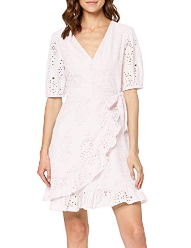 Marca Amazon - find. Vestido Corto Cruzado de Algodón Mujer, Rosa (Soft Shell Pink), 38, Label: S