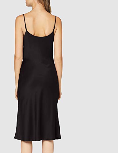 Marca Amazon - find. Vestido Midi de Satén Mujer, Negro (Black), 36, Label: XS