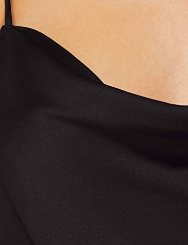 Marca Amazon - find. Vestido Midi de Satén Mujer, Negro (Black), 36, Label: XS