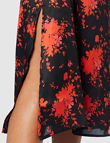 Marca Amazon - find. Vestido Midi Evasé de Flores Mujer, Multicolor (Multicoloured), 36, Label: XS