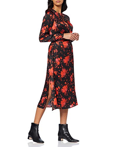 Marca Amazon - find. Vestido Midi Evasé de Flores Mujer, Multicolor (Multicoloured), 36, Label: XS