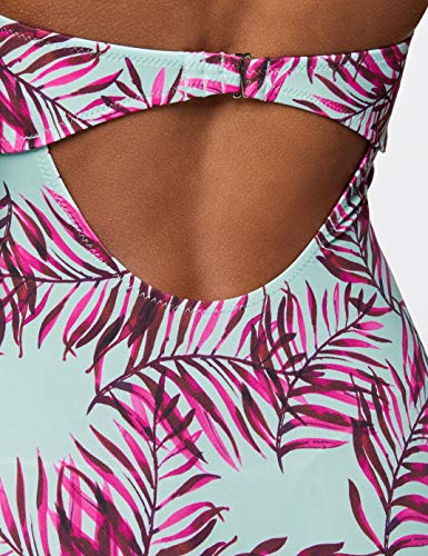 Marca Amazon - IRIS & LILLY Bañador Bandeau Mujer, Multicolor (Palm Print), S, Label: S