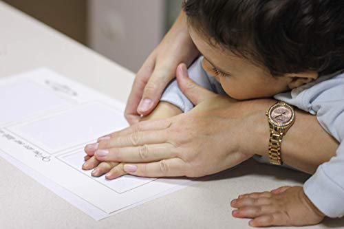 Marco fotos de huellas de manos y pies bebé azul | Bonus: un babero de algodón extra absorbente | con Almohadilla de Tinta No Tóxica | Regalo original para bebés hasta 8 meses