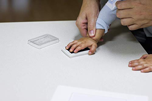 Marco fotos de huellas de manos y pies bebé azul | Bonus: un babero de algodón extra absorbente | con Almohadilla de Tinta No Tóxica | Regalo original para bebés hasta 8 meses