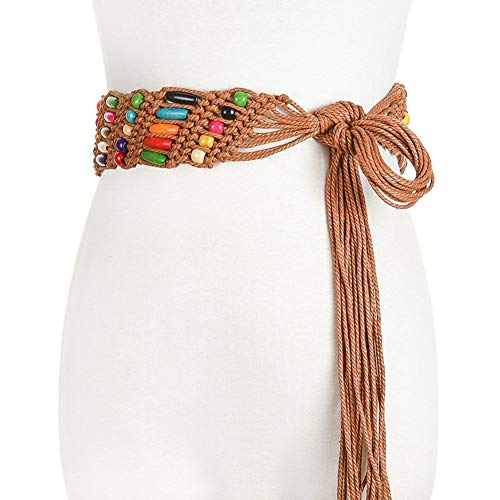 Mariisay Cinturones De Damas Cinturón De Casual Chic Damas Cinturón De Cuero Cinturón Tejido De Cuerda De Depilación Colorida Ancho De 78 Cm Ca 5 5 Cm Con Cuerda De Depilación