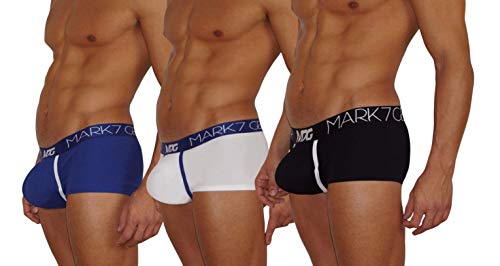 Mark7Gear - Juego de 3 calzoncillos para hombre, con diseño de refuerzo push-up multicolor M