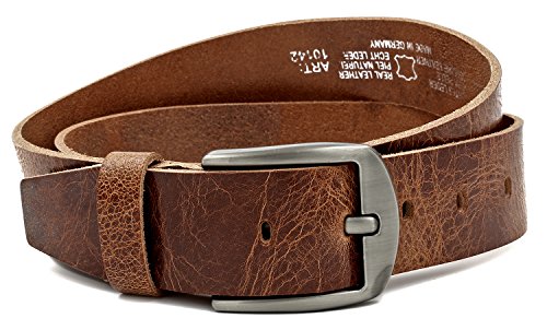 marrón Vintage Cinturón de piel de búfalo cuero 40 mm de ancho y aprox 3-4 mm de grueso, puede acortarse, cinturón, cinturón de piel, cinturón de traje, Gbr00020 (waist size (Bundweite) 100cm)