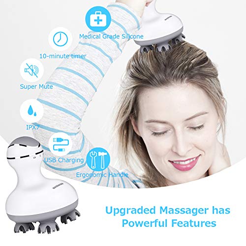 Masajeador de Cuero Cabelludo, Haofy Masajeador Eléctrico de Mano de Ducha Impermeable para Cabeza, Cuello, Hombros y Espalda