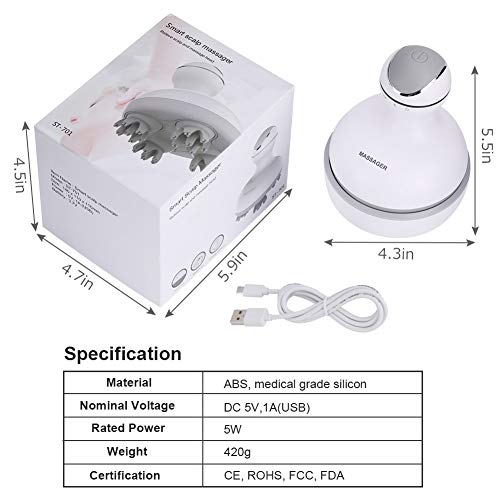 Masajeador de Cuero Cabelludo, Haofy Masajeador Eléctrico de Mano de Ducha Impermeable para Cabeza, Cuello, Hombros y Espalda