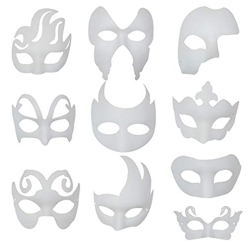 Máscara Blanca, 10 Piezas Máscara Blanca Pintar De Disfraces Decoración De Bricolaje Carnaval De Veneciano para el Carnaval de Halloween Máscara Diseño