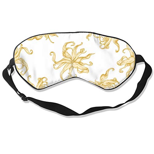 Máscara de dormir óptima para máscara de ojos, adecuada para viajes, siesta, meditación, máscara de ojos con correa ajustable, hombre, mujer, patrón sin costuras con ylang pastel dibujado a mano