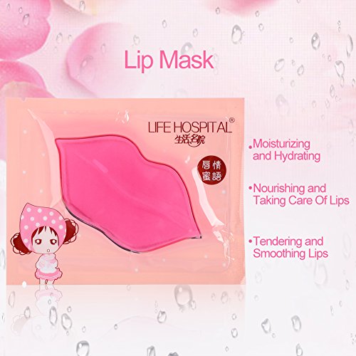 Máscara de labios, Paquete de 15 Parches de máscara de labios Cristal Colágeno Humedad Exfoliante Almohadillas para labios secos Labios más llenos