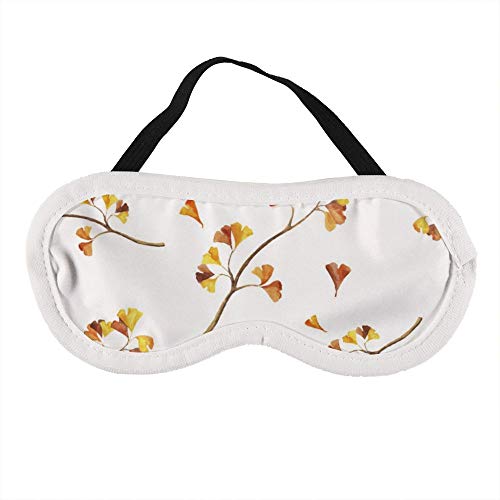 Máscara de ojos portátil para hombres y mujeres, la belleza de Ginkgo Biloba hojas en la parte inferior blanca, la mejor máscara de sueño para viajes, siesta, te dará el mejor ambiente de sueño