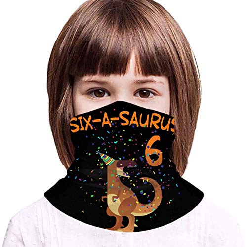 Máscara facial para niños 6to cumpleaños Dino Diadema Bandanas Cubierta bucal Polaina para el cuello Niños al aire libre A prueba de polvo Mágico Multifunción para ciclismo Viajes Niñas Niños Regalo