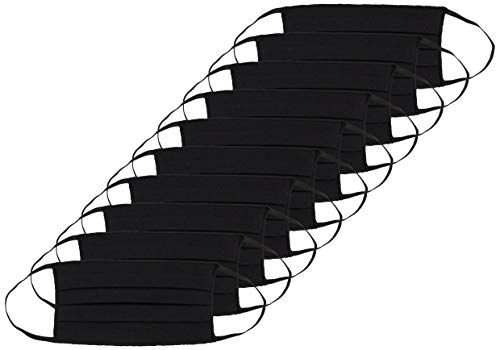 Máscara reutilizable de Oscar Apparels, 100% algodón con sello de BCI (Better Cotton Initiative) y Cinta Elástica, Negra, Adulto (10 pack)