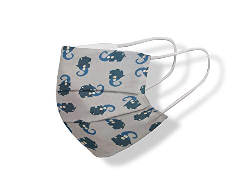 Mascarilla higienica estampada para niño. Elefantes. Tela Homologada con los requisitos de la norma UNE0065:2020.