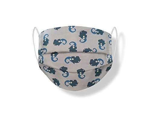 Mascarilla higienica estampada para niño. Elefantes. Tela Homologada con los requisitos de la norma UNE0065:2020.