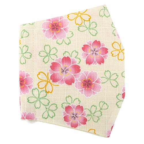Mascarilla japonesa de flor rosa y verde