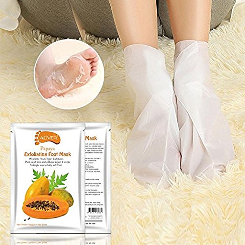 Mascarilla Pies,Exfoliante Pies Máscara,Peeling Pies,Máscara Para Pies,Foot Mask,Quita Cutículas y Callos,eliminar la piel muerta foot peeling mask,Calcetín Exfoliante de Pies Suaves 2 pares,Papaya