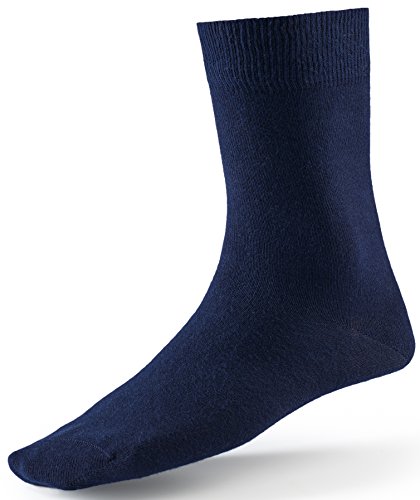Mat & Vic’s Calcetines Clásicos de Vestir para Hombre y Mujer, Algodón, Certificado Oeko-Tex 100, cómodos (5 pares, azul navy, UK 9-12 / EU 43-46)