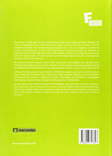 Matemàtiques per a la prova d'accés a cicles formatius de grau superior: 1 (MARCOMBO FORMACIÓN)