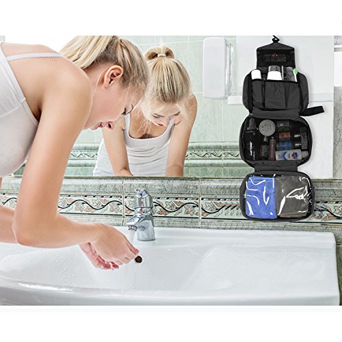 Maxchange Neceser de Viaje para Colgar, 4 Compartimentos Impermeable Plegable Bolsa de Aseo, Organizador para Negocios Viajes Vacaciones Actividades al Aire Libre