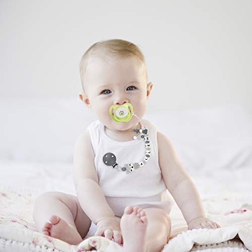 MCGMITT Chupeteros Personalizado con Nombre Niño Cadena Chupete Bebe Silicona Sujeta Chupetes Chupetero Mordedor (Gris)