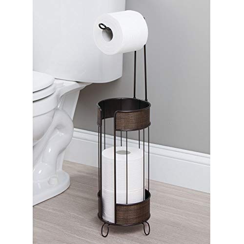 mDesign Portarrollos de pie – Moderno soporte para papel higiénico – Elegante portarrollos para baño para 3 rollos de papel – bronce