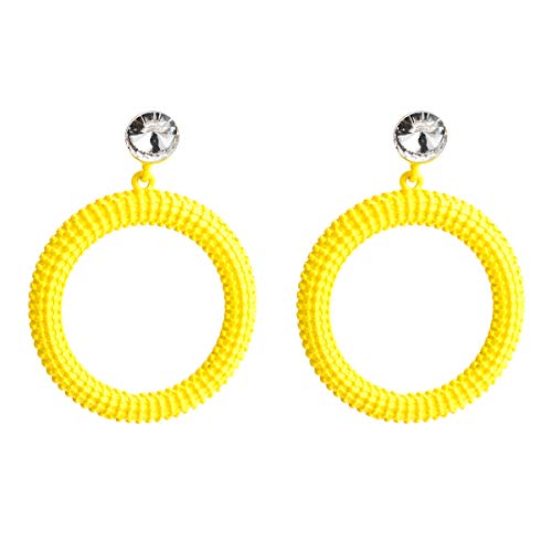MDGWM Pendientes de Anillo geométrico de aleación Exquisita y Elegante, Estilo Fresco y Elegante, Hacen Que Las Mujeres Sean más Elegantes de Color Amarillo