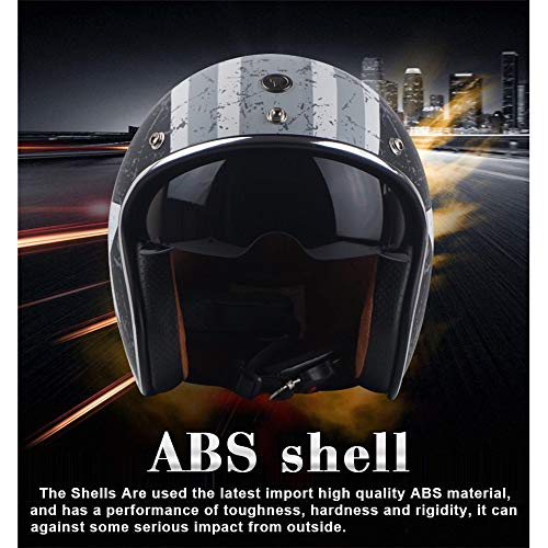 Medio Casco De Moto Jet Casco Abierto De 3/4 Casco con CertificacióN Dot + ECE Casco Ligero De Motocicleta Harley Retro Gafas Integradas Adecuadas para Patineta Cruiser Chopper