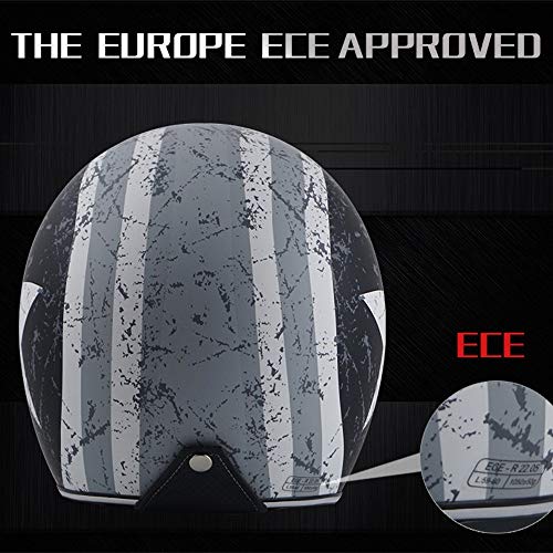 Medio Casco De Moto Jet Casco Abierto De 3/4 Casco con CertificacióN Dot + ECE Casco Ligero De Motocicleta Harley Retro Gafas Integradas Adecuadas para Patineta Cruiser Chopper