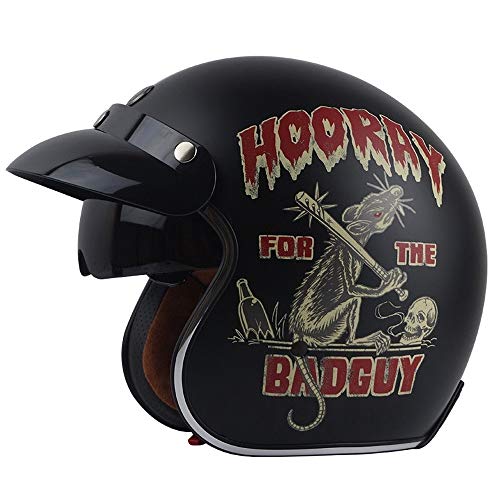 Medio Casco De Moto Jet Casco Abierto De 3/4 Casco con CertificacióN Dot + ECE Casco Ligero De Motocicleta Harley Retro Gafas Integradas Adecuadas para Patineta Cruiser Chopper