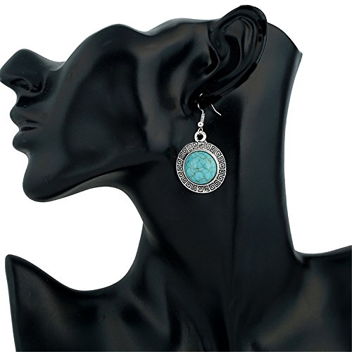 MEEOI exageración de la moda Ear Stud Earrings Ear Hoop 925 de plata esterlina para mujer, etnia turquesa vintage, pendientes redondos de viento