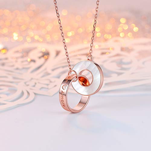 MEGA CREATIVE JEWELRY Colgante Anillos Entrelazados Amor para Mujer Oro Rosa con Nácar