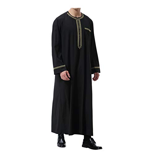 Meijunter musulmán Hombres islámico Dubai Robe - Cremallera O-Cuello Manga Larga árabe Thobe Saudi Estilo Dishdasha Kaftan Medio Oriente Étnico Kandoura