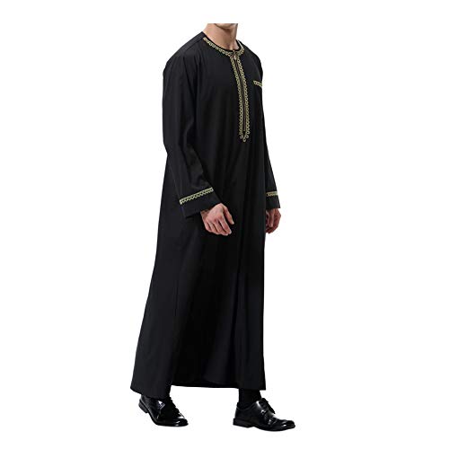 Meijunter musulmán Hombres islámico Dubai Robe - Cremallera O-Cuello Manga Larga árabe Thobe Saudi Estilo Dishdasha Kaftan Medio Oriente Étnico Kandoura