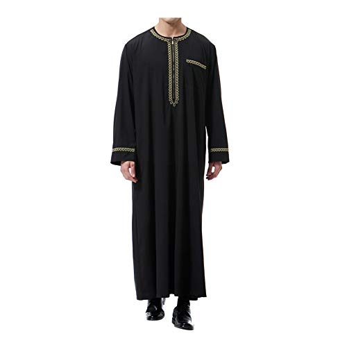 Meijunter musulmán Hombres islámico Dubai Robe - Cremallera O-Cuello Manga Larga árabe Thobe Saudi Estilo Dishdasha Kaftan Medio Oriente Étnico Kandoura