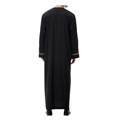 Meijunter musulmán Hombres islámico Dubai Robe - Cremallera O-Cuello Manga Larga árabe Thobe Saudi Estilo Dishdasha Kaftan Medio Oriente Étnico Kandoura