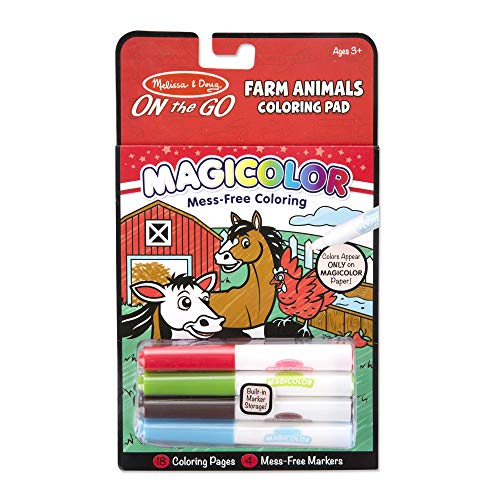 Melissa & Doug - Bloc para colorear con tinta invisible, diseño animales de granja, en inglés (19126)