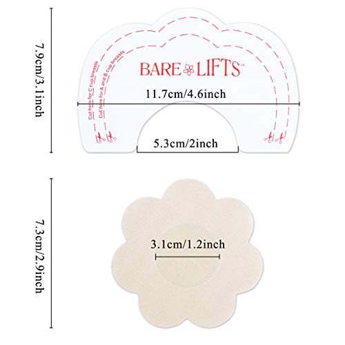 MELLIEX 10 Pares Cubierta de Pezón + 10 Pares Breast Lift Stickers, Desechable Invisible Adhesiva Nipplecovers Push-up Tape para Mujeres