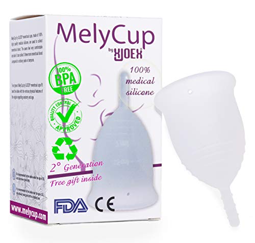 Melycup Copa Menstrual Large Interior Mujeres Suave Silicona Médica Orgánica Ecológica Flexible Certificado FDA Económica Plegable Flujo Regular Abundante Paquete Deportivo (Ancha)