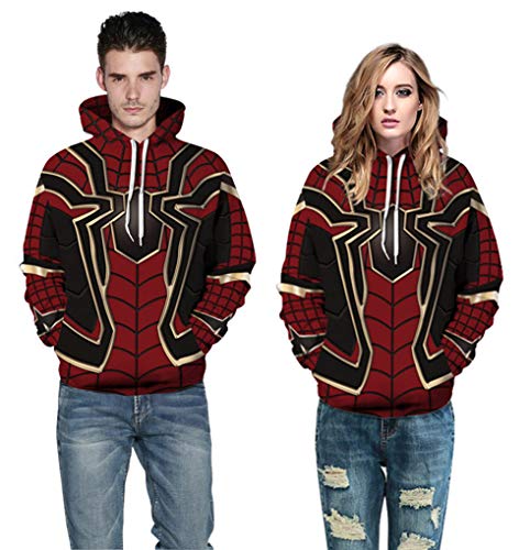 Memoryee Guay Superhéroe 3D Sudaderas Estampadas Digitales Unisex con Cordón Bolsa de Canguro Pullover Talla Extra Diseño Sudaderas Regalo de Parejas jóvenes Superhéroe 1 L/XL