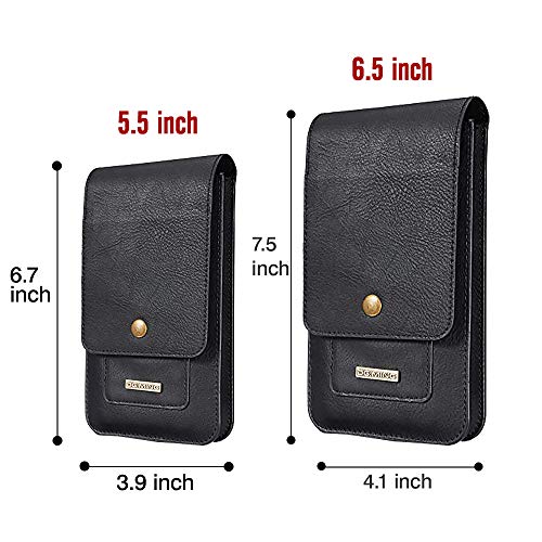 Men Carrying Case Cellphone Holster Leather Belt Clip Pouch Vertical Waist Wallet Purse for iPhone XS MAX/XR/XS/X,Samsung Galaxy S10/S10 Plus/S10 Lite/Note 9/S9/S9 Plus,Google - 6.5",Black