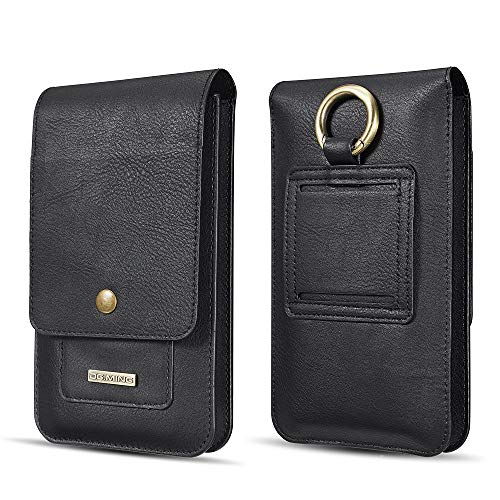 Men Carrying Case Cellphone Holster Leather Belt Clip Pouch Vertical Waist Wallet Purse for iPhone XS MAX/XR/XS/X,Samsung Galaxy S10/S10 Plus/S10 Lite/Note 9/S9/S9 Plus,Google - 6.5",Black